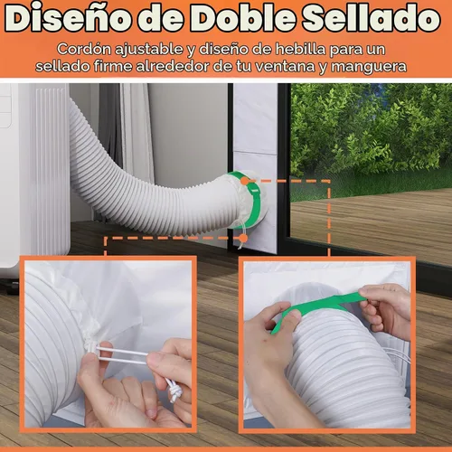Vista 5 de GCGOODS Kit de ventilación de puerta de CA con protector de hojas de malla para aire acondicionado portátil, kit de sellado de ventana