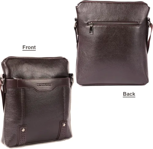 Vista 2 de Bolso bandolera de cuero para hombre, bolso de hombro para hombre