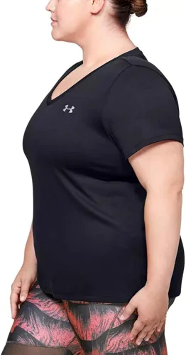 Vista 2 de Under Armour - Camiseta UA Tech de manga corta y cuello en V para mujer, unicolor