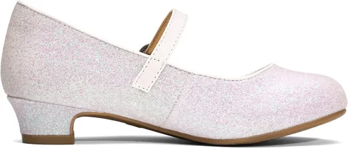 Vista 2 de DREAM PAIRS Zapatos de vestir Mary Jane de tacón bajo para niñas con flores de princesa para bodas y fiestas