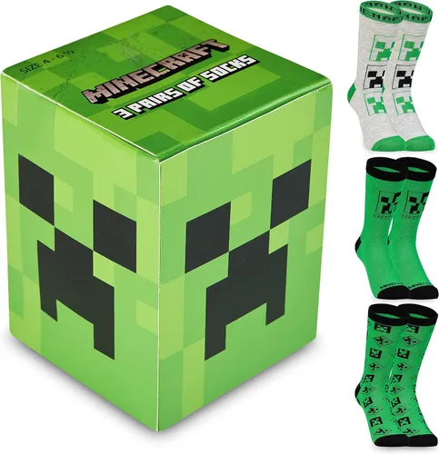 Vista 6 de Minecraft Calcetines para niños, paquete de 3 o 5 unidades, calcetines de tobillo para niños, ricos en algodón, para uso diario, escuela, deportes