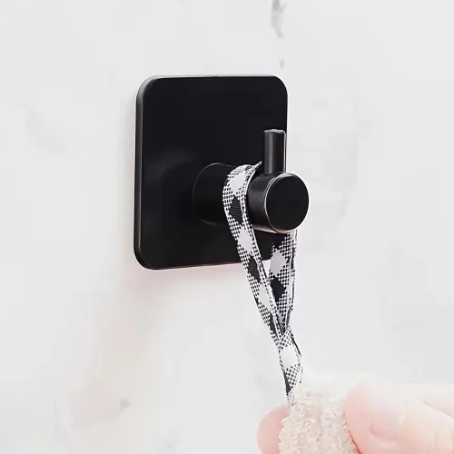 Vista 3 de 2 ganchos adhesivos de pared, impermeables, ganchos de ducha de acero inoxidable para baños, cocinas y oficinas (negro)