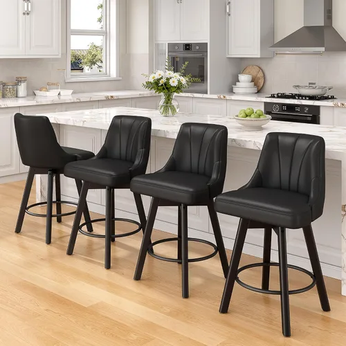 Vista 33 de REONEY Counter Height Swivel Bar Stools, 24" Modern Upholstered Barstools