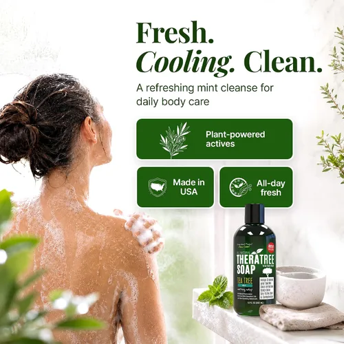 Vista 6 de Jabón oleavine Antifúngico con árbol de té y Neem para el cuerpo, 12 oz Oleavine Botanical blend of tea tree, neem and peppermint oil for daily