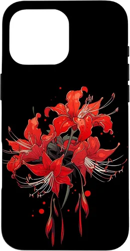 Vista 19 de iPhone 16 Red Spider Lily Funda de anime de manga estética japonesa japonesa