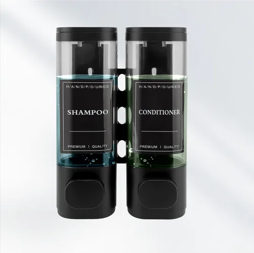 Vista 9 de Dispensador de champú y acondicionador, dispensador de jabón de ducha montado en la pared, 2 cámaras de 10.1 fl oz, dispensadores de jabón de manos