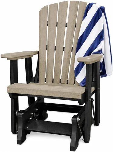 Vista 10 de DutchCrafters Slat Fan Back Poly Adirondack Glider Silla de patio al aire libre (negro y azul aruba)