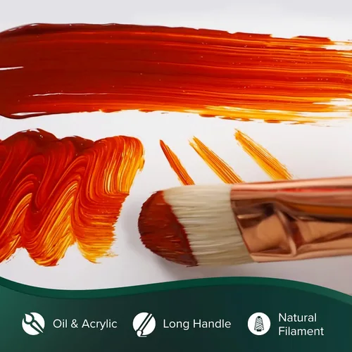 Vista 3 de Silver Brush 1034-2 Grand Prix Premier - Cepillo de cerdas de cerdo de mango largo, filbert largo, tamaño 2 Long Handle, Stiff Flagged Hog