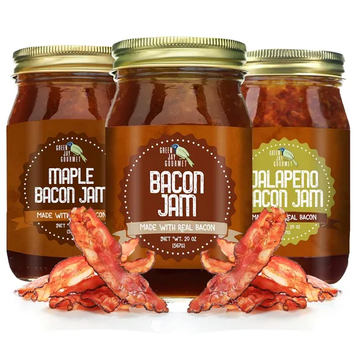 Vista 11 de Green Jay Gourmet Mermelada de Tocino y Jalapeño – Crema clásica para hamburguesas, sándwiches, tostadas, charcutería – Sabor dulce y salado