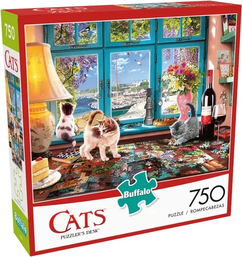 Vista 3 de Buffalo Games - Colección Cats - Escritorio de rompecabezas de 168 meses a 1200 meses - Rompecabezas de 750 piezas, multicolor
