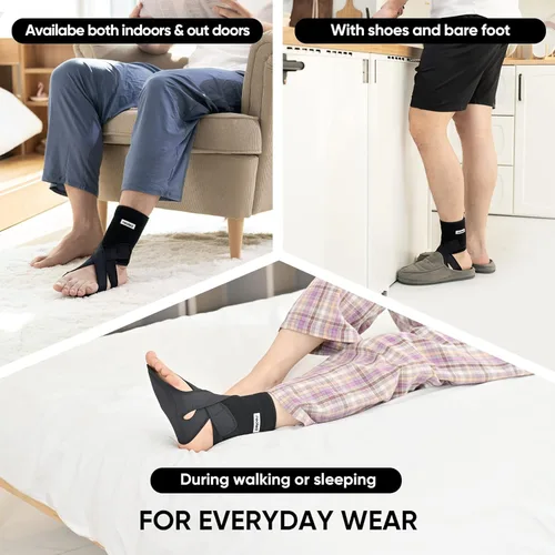 Vista 4 de Férula para Pie Caído - Férula de Tobillo AFO Ajustable para Caminar y Recuperación de Accidente Cerebrovascular, Material Transpirable para Soporte