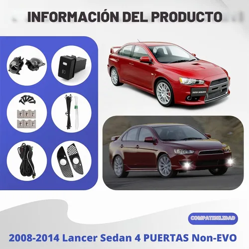 Vista 6 de Luces antiniebla Lancer 2008 2009-2014 - RP Remarkable Power, para 2009 2010 2011 2012 2013 2014 Sedán 4Puertas Non-EVO Kit de luz con bisel negro