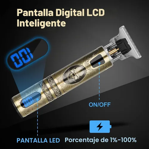 Vista 4 de candyfouse Cortapelos profesional para hombres, recortadora de barba inalámbrica recargable con pantalla LCD, kit de corte y aseo, carga USB tipo C