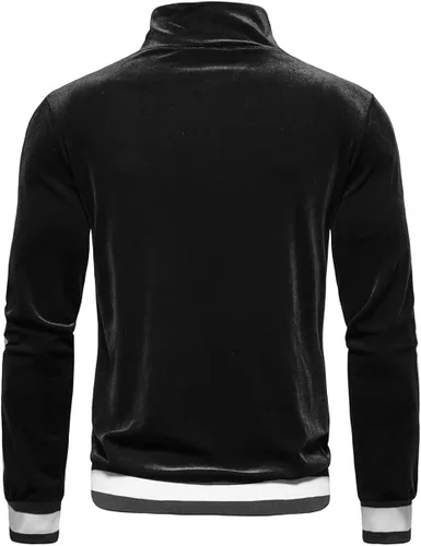 Vista 3 de KISSQIQI Conjunto deportivo de 2 piezas con cremallera completa para hombre, de terciopelo dorado, trajes deportivos casuales, chaqueta y pantalones