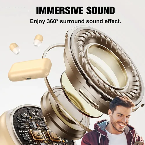 Vista 6 de Auriculares pequeños invisibles pequeños inalámbricos Bluetooth para orejas pequeñas, cancelación de ruido, auriculares suaves TWS Sleep Mini