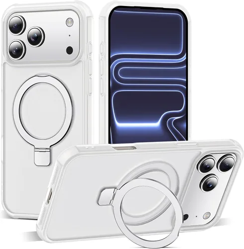 Vista 75 de SKYLMW - Funda compatible con iPhone 11 de 6.1 pulgadas, con soporte magnético invisible tipo anillo, funda translúcida de grado militar, compatible