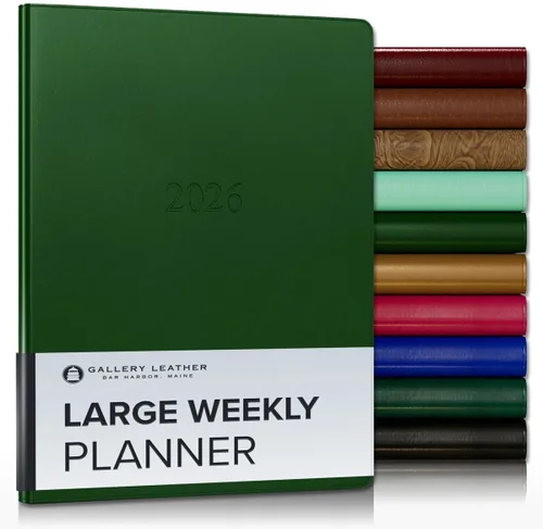 Vista 214 de Gallery Leather Planificador Semanal y Mensual Grande 2025-2026, Calendario Planificador y Cuaderno Elegantemente Encuadernado con Elegantes Bordes