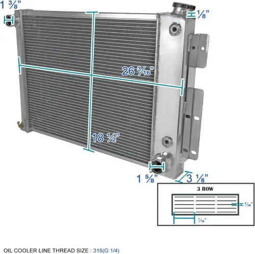 Vista 2 de Spec-D Tuning Radiador de enfriamiento de aluminio de 3 núcleos/filas compatible con Chevy Camaro 1967-1969