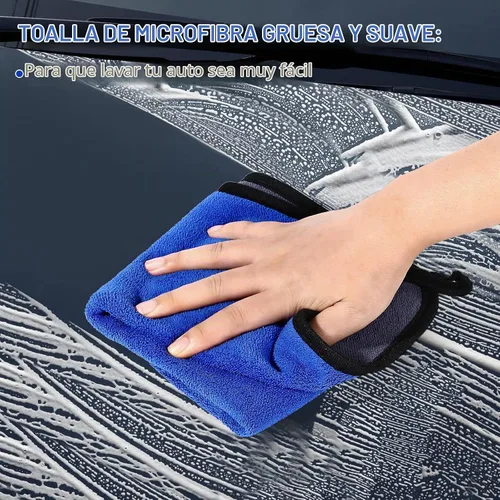 Vista 7 de Wontolf Kit de cepillo de lavado de automóvil de 62 pulgadas con mango largo, manopla de microfibra para lavado de autos, kit de detalles de Azul-18
