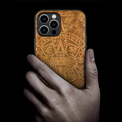 Vista 2 de Carveit Funda magnética de madera para iPhone 12 Pro [madera natural y TPU suave negro] a prueba de golpes, funda de madera única y elegante