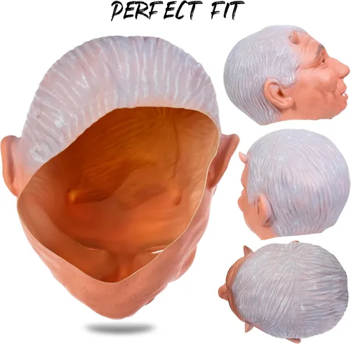 Vista 2 de Máscara de Fauci para Halloween disfraz de Dr Tony Fauci para ancianos máscara realista y aterradora para fiesta de Halloween máscara facial