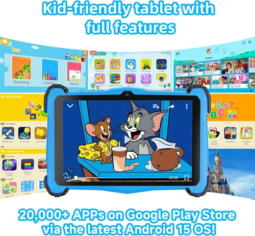 Vista 2 de Fivahiva Tableta para niños Android 15 de 7 pulgadas, tableta para niños de 3 a 7, 10 GB de RAM 64 GB de ROM, WiFi, pantalla IPS, control parental