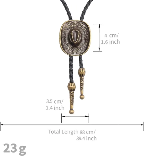 Vista 299 de Jeilwiy Corbata de bolo para hombre, corbata de vaquero occidental, collar de corbata de bolo dorado, corbata de cuero, corbata de Halloween