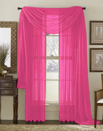 Vista 11 de Juego de 3 piezas de cortinas y cenefa Interior Trends, fina, totalmente cosida, juego de 2 cortinas y 1 cenefa a juego