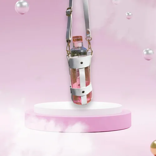 Vista 4 de Botella de agua de vidrio de 16 onzas, 100% borosilicato, rosa, transparente y azul, medidas motivacionales con tiempo, sin BPA, ecológica