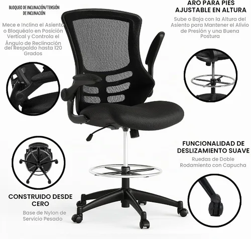 Vista 5 de Flash Furniture - Sillas de malla para oficina Malla Negra