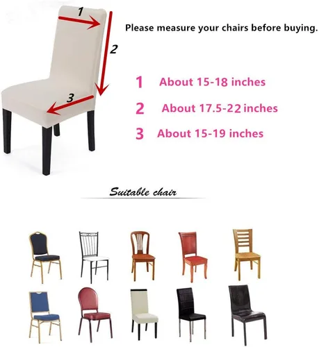 Vista 3 de 4 piezas de funda protectora con tejido elástico (elastano) lavable para silla de comedor, funda para asiento para todas las estaciones