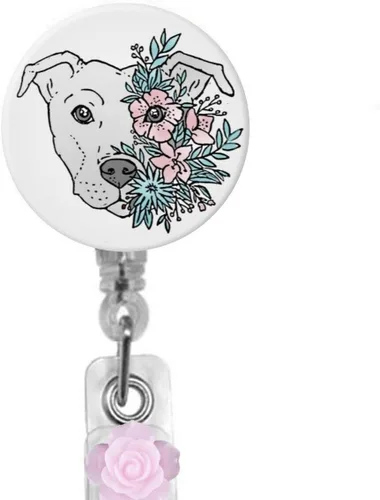 Vista 2 de Pitbull Terrier Dog Badge Reel Retractable for ID or Key Card Badge Holder Gift Nurse (1.75 Inch Button)