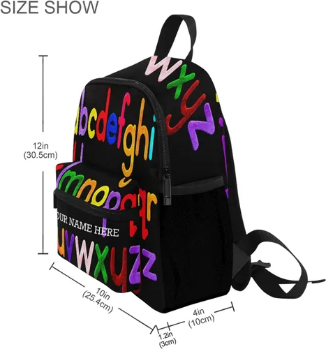 Vista 6 de CHIFIGNO Mochila personalizada con nombre Logo Lindo Dinosaurio Niños Mochilas Preescolares Azul, Alfabeto colorido., Viajar