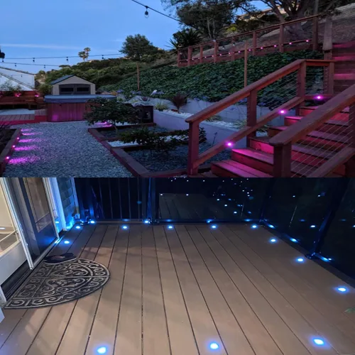 Vista 5 de Kit de luces LED que cambian de color con transformador y control remoto, paquete de 10 luces IP67 impermeables Φ1.77 pulgadas, 12 V, bajo voltaje