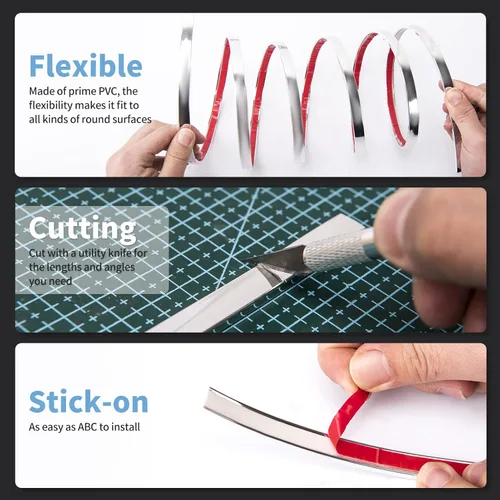 Vista 4 de Art3d Moldura de Vinilo Flexible de 30 Pies para Despegar y Pegar para Bordes de Azulejos de Pared, Protector contra Salpicaduras de Cocina, Marco