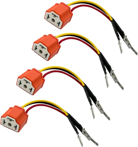Vista 7 de 2 piezas H4 HB2 9003 arnés de cableado socket para faros delanteros, conector de cerámica de 16AWG para faros delanteros, enchufe hembra de coleta