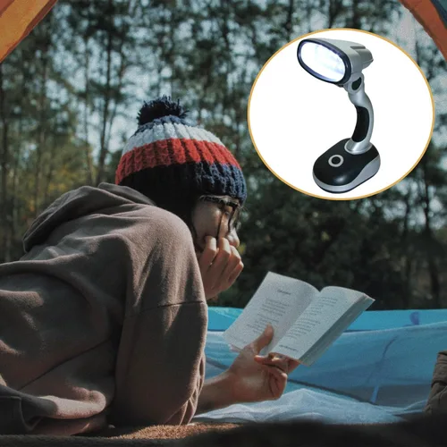 Vista 6 de Ragyzity Lámpara LED de escritorio, 12 LED portátil, lámpara de mesa alimentada por batería, luz de noche y campamento, luz brillante de trabajo