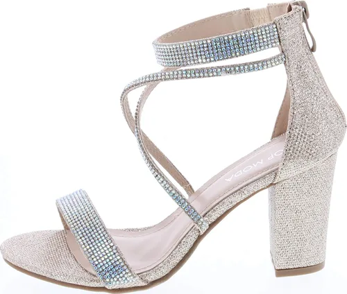 Vista 2 de TOP Moda - Sandalias de tacón alto con correa de tobillo y puntera abierta