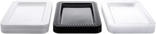 Vista 4 de Party Essentials Elegance Quality - Platos rectangulares de plástico duro de 5 x 7 pulgadas, color negro, 24