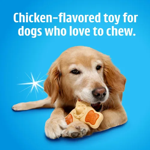 Vista 6 de Hartz Chew ‘n Clean juguete masticable y premio en uno con sabor a pollo, juguete tri-punto para perro, pequeño