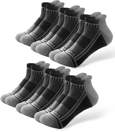 Vista 11 de BAMBOO COOL Calcetines tobilleros deportivos para hombre que absorben la 4*negro/4*gris oscuro