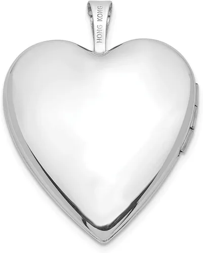 Vista 3 de FB Jewels Medallón de corazón de diamantes en oro blanco sólido de 14 quilates y 0.787 in, Diamante
