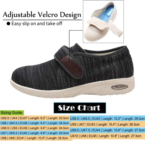 Vista 2 de Mei MACLEOD Zapatos para diabéticos para mujer, zapatos con edema para pies hinchados, zapatos anchos para caminar para personas mayores fascitis