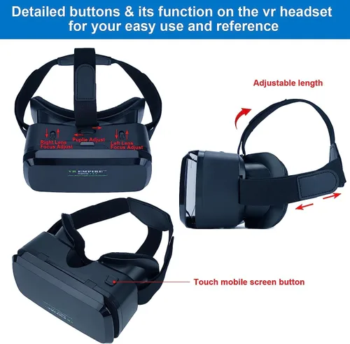 Vista 6 de Auriculares de realidad virtual para teléfono celular, auriculares de realidad virtual, gafas 3D, gafas de realidad virtual, gafas de realidad
