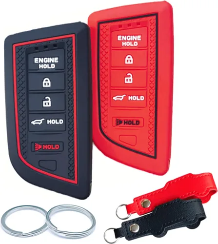 Vista 7 de 2 piezas de funda de llave inteligente de silicona para control remoto Acura RDX MDX Integra A-spec 2022 2023 2024 con 5 botones (negro)