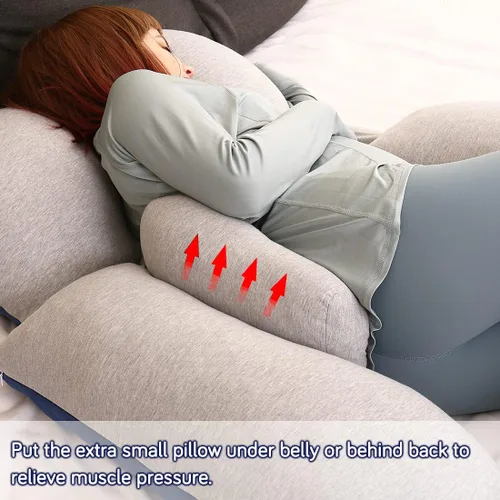 Vista 10 de MOON PINE Almohada de embarazo de 60 pulgadas, almohada desmontable en forma de U de cuerpo completo para apoyo de maternidad, almohada de dormir