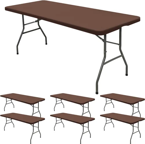 Vista 22 de 6 Pack de Manteles Ajustados para Mesas Rectangulares de 8 Pies, Cubierta de Mesa Aqua Azul Elástica para Picnic al Aire Libre, Paños de Mesa