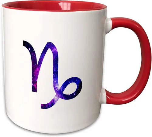 Vista 7 de 3dRose Capricorn star sign - goat zodiac glyph astrological horoscope symbol 11oz Two-Tone Black Mug