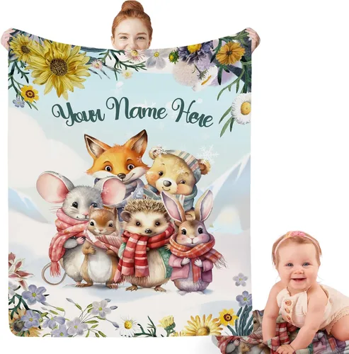 Vista 31 de Artsadd Mantas personalizadas con nombre para bebés niños y niñas, mantas de bebé personalizadas con nombre, manta personalizada para niños