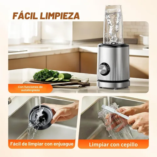 Vista 7 de Turelar Licuadora para licuados de frutas portátil para batidos y batidos para cocina con 2 vasos portátiles de 24 onzas y tapa extra, máquina